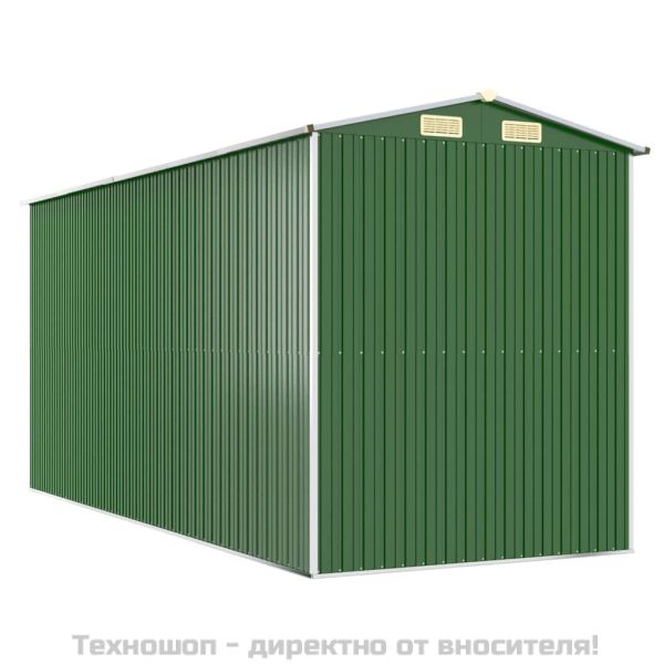 Градинска барака зелена 192x440x223 см поцинкована стомана