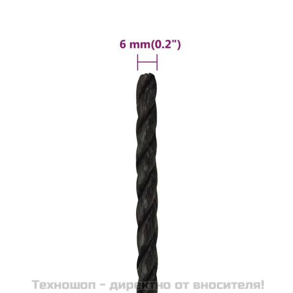 Работно въже черно 6 мм 50 м полипропилен