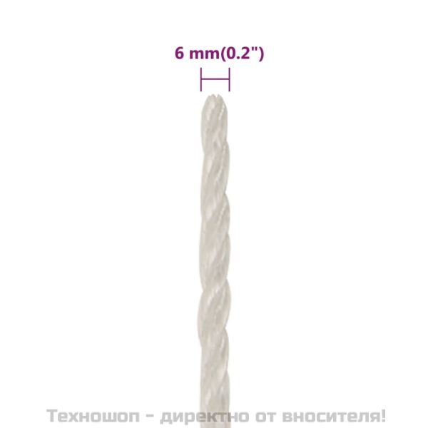 Работно въже бяло 6 мм 50 м полипропилен