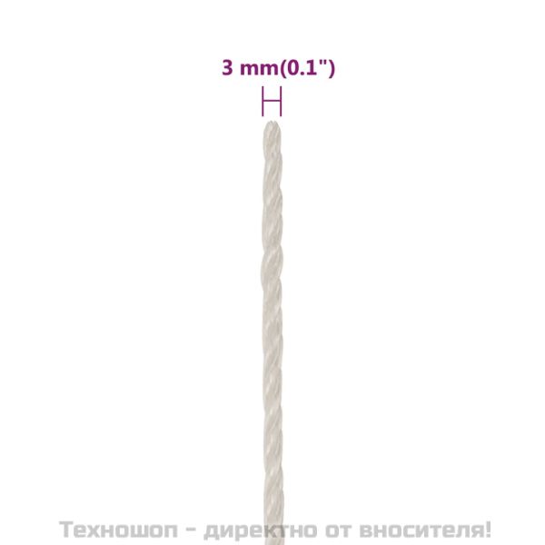 Работно въже бяло 3 мм 500 м полипропилен