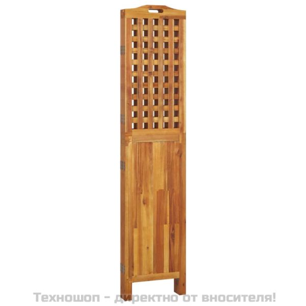 Параван за стая, 4 панела, 162x2x180 cм, акациево дърво масив