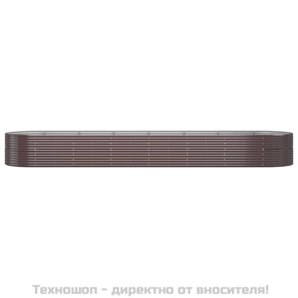 Градински плантер прахово боядисана стомана 584x140x68 см кафяв