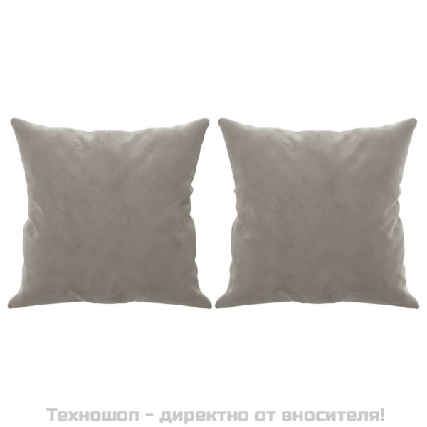 Декоративни възглавници, 2 бр, светлосиви, 40x40 см, кадифе