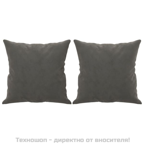 Декоративни възглавници, 2 бр, тъмносиви, 40x40 см, кадифе