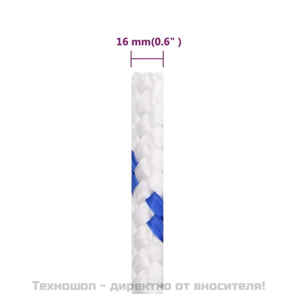 Въже за лодка бяло 16 мм 100 м полипропилен