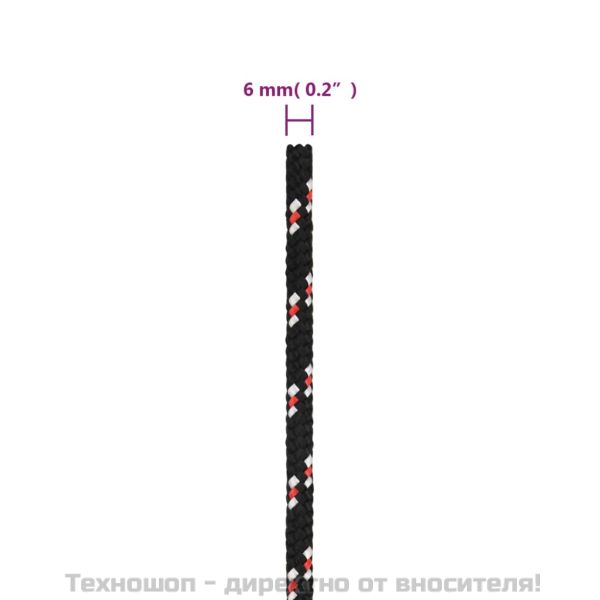 Въже за лодка черно 6 мм 25 м полипропилен