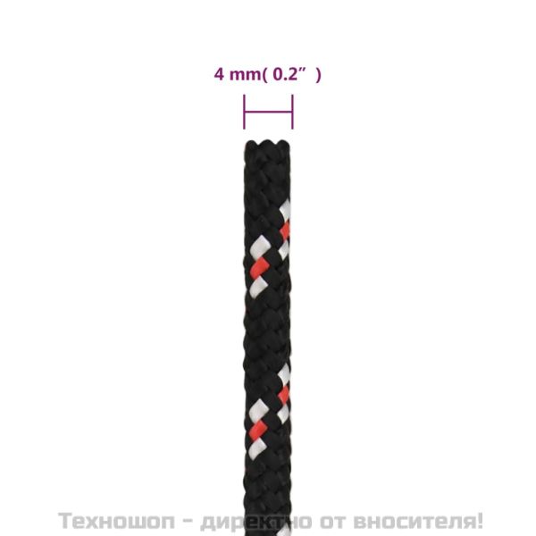 Въже за лодка черно 4 мм 250 м полипропилен