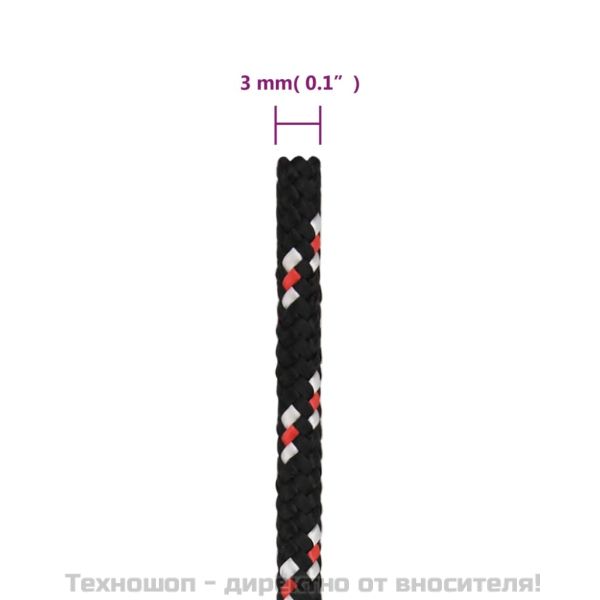 Въже за лодка черно 3 мм 100 м полипропилен