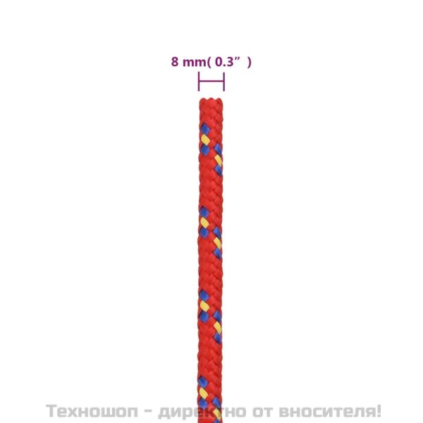 Въже за лодка Червено 8 мм 25 м полипропилен
