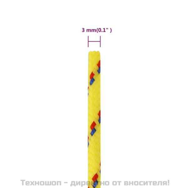 Въже за лодка жълто 3 мм 100 м полипропилен