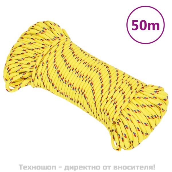 Въже за лодка жълто 3 мм 50 м полипропилен