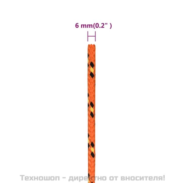 Въже за лодка оранжево 6 мм 25 м полипропилен