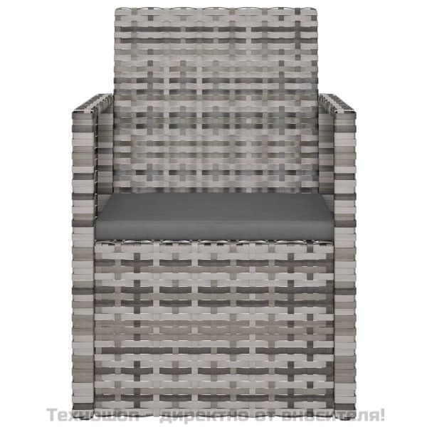 Лаундж комплект за открито с възглавници 3 части полиратан сив