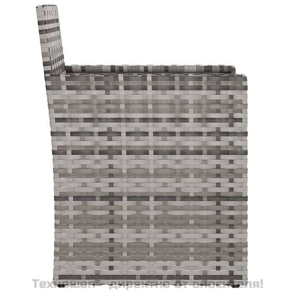 Лаундж комплект за открито с възглавници 3 части полиратан сив