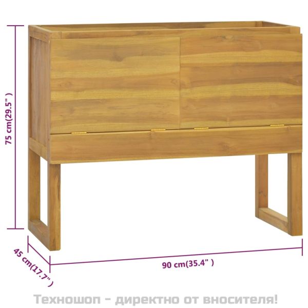 Шкаф за баня, 90x40x75,5 см, тиково дърво масив