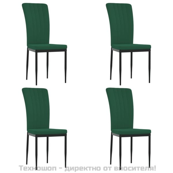 Трапезни столове, 4 бр, тъмнозелени, кадифе