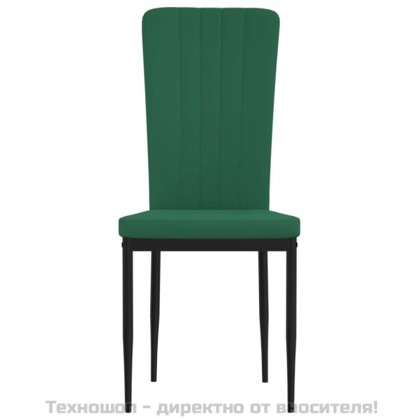 Трапезни столове, 4 бр, тъмнозелени, кадифе