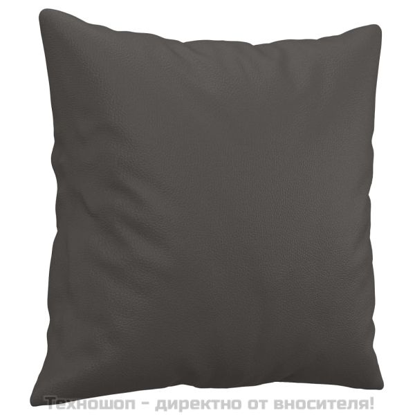 Декоративни възглавници, 2 бр, сиви, 40x40 см, изкуствена кожа