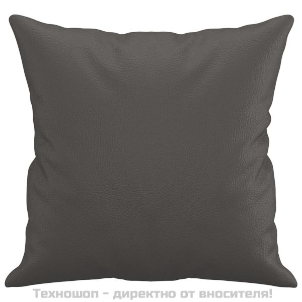 Декоративни възглавници, 2 бр, сиви, 40x40 см, изкуствена кожа