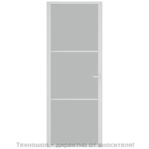 Интериорна врата 76x201,5 см бял мат ESG стъкло и алуминий