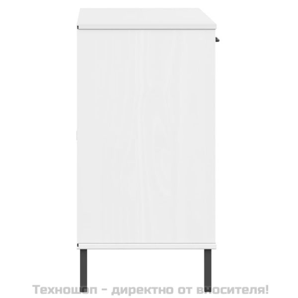 Бюфет с метални крака бял 113x40x77 см масивно дърво OSLO