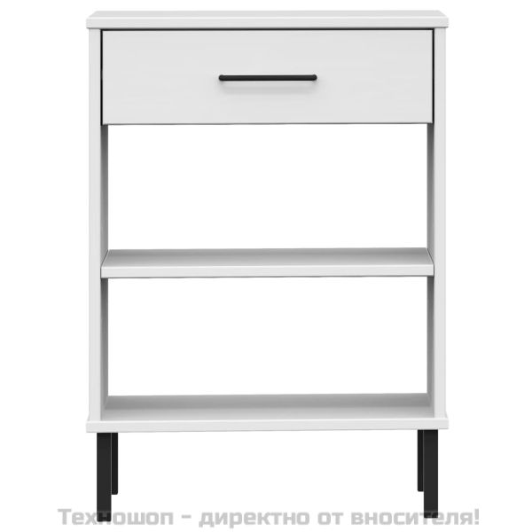 Конзолно шкафче с метални крака бяло бор масив OSLO