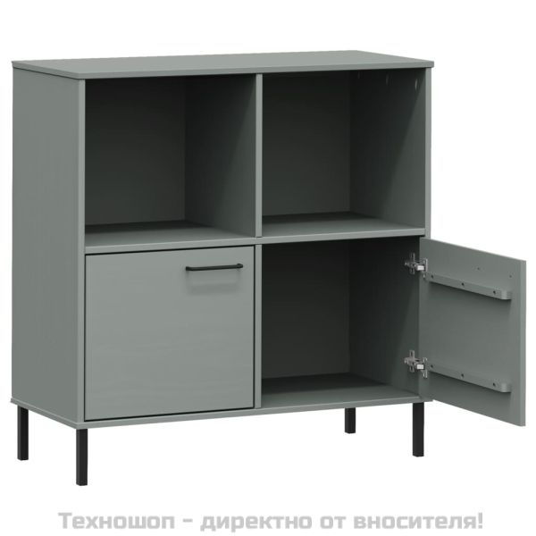 Библиотека с метални крака сива 90x35x90,5 см дърво масив OSLO