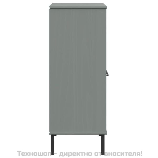 Библиотека с метални крака сива 90x35x90,5 см дърво масив OSLO