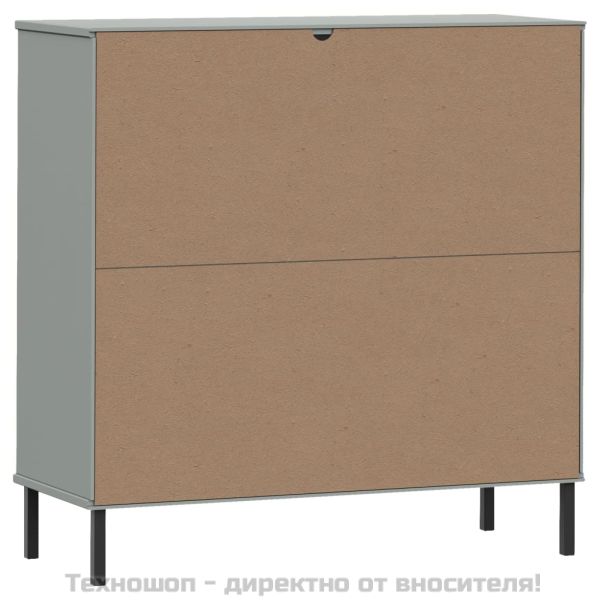 Библиотека с метални крака сива 90x35x90,5 см дърво масив OSLO