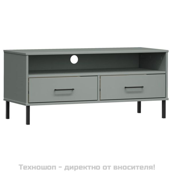 ТВ шкаф с метални крака сив бор масив OSLO