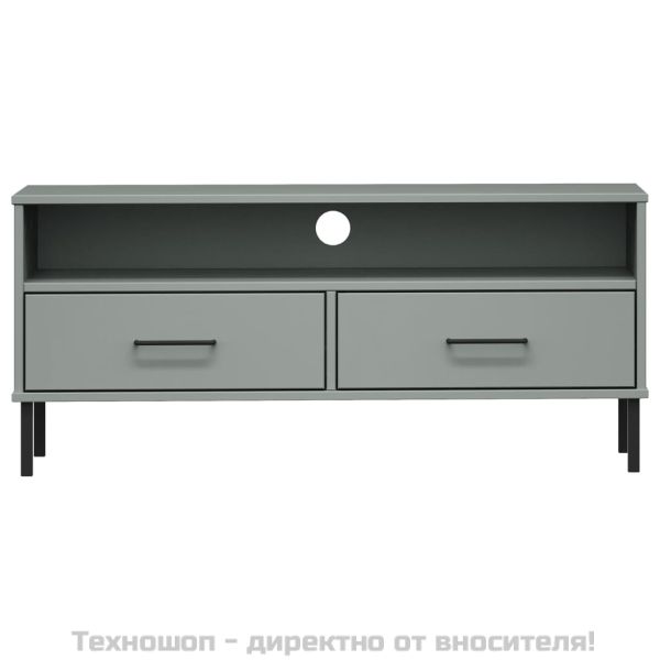 ТВ шкаф с метални крака сив бор масив OSLO
