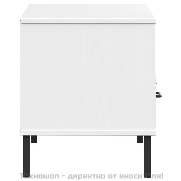 ТВ шкаф с метални крака бял бор масив OSLO