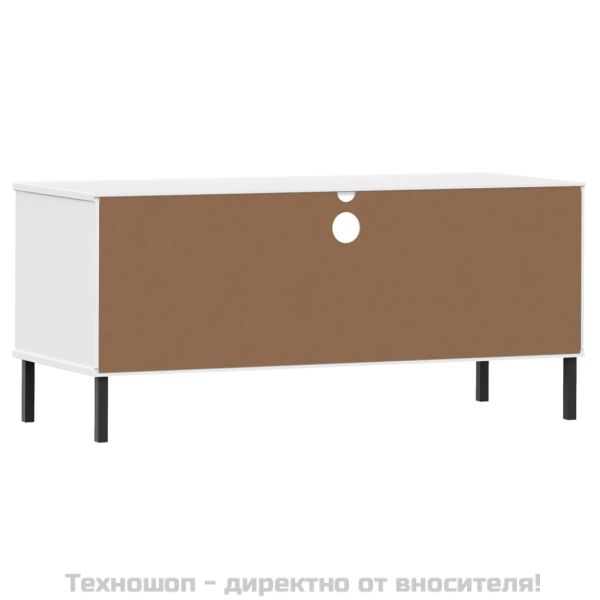 ТВ шкаф с метални крака бял бор масив OSLO