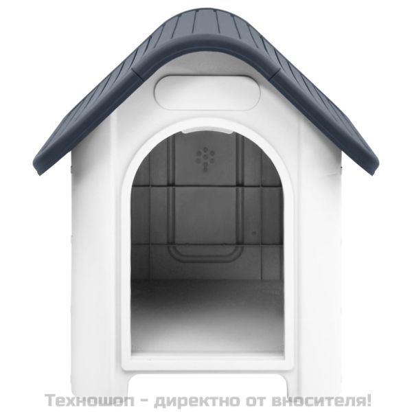 Кучешка къщичка, сива, 59x75x66 см, полипропилен