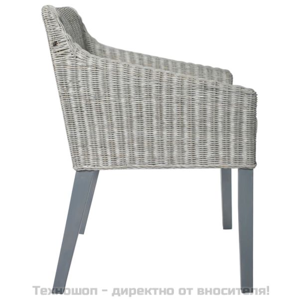 Трапезни столове с възглавници 2 бр сиви естествен ратан