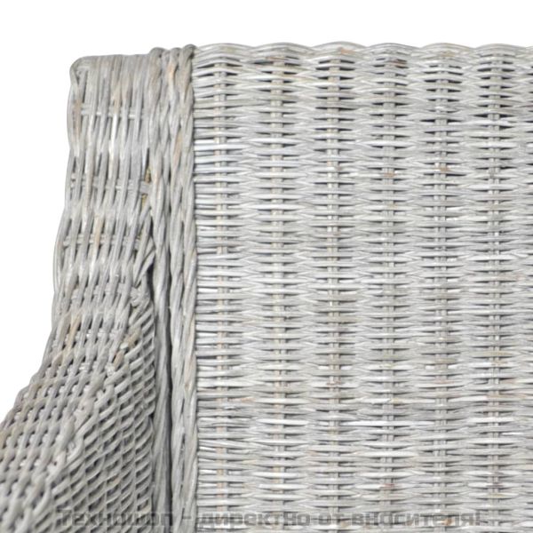 Трапезни столове с възглавници 2 бр сиви естествен ратан