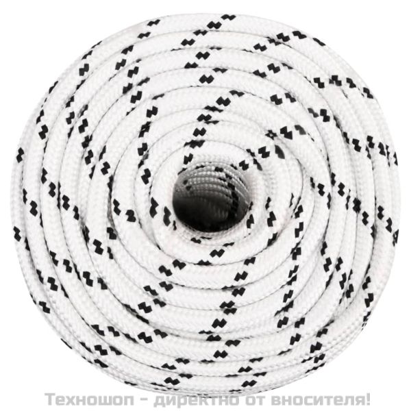 Плетено въже за лодка бяло 14 мм x 250 м полиестер