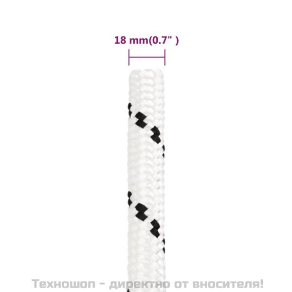 Работно въже бяло 18 мм 100 м полиестер