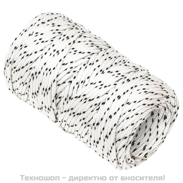 Плетено въже за лодка бяло 2 мм x 50 м полиестер