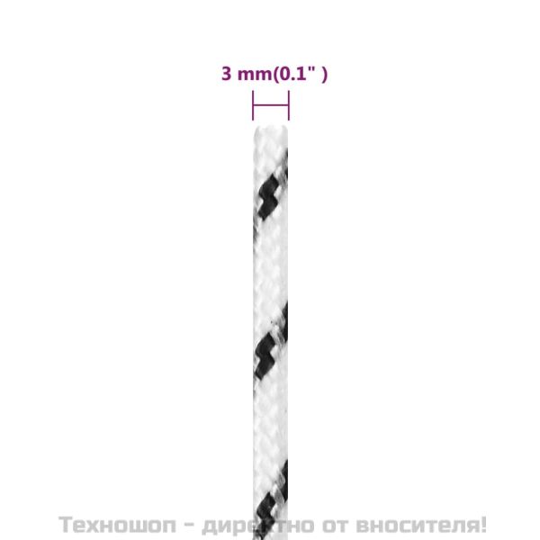 Плетено въже за лодка бяло 3 мм x 250 м полиестер