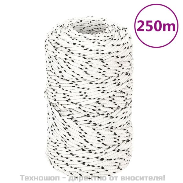Плетено въже за лодка бяло 2 мм x 250 м полиестер