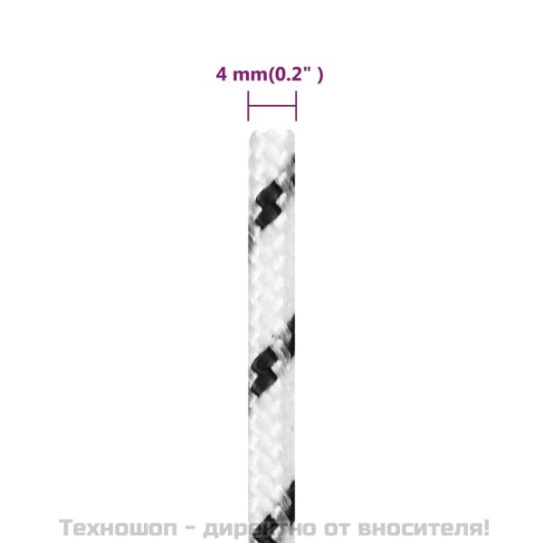 Плетено въже за лодка бяло 4 мм x 25 м полиестер