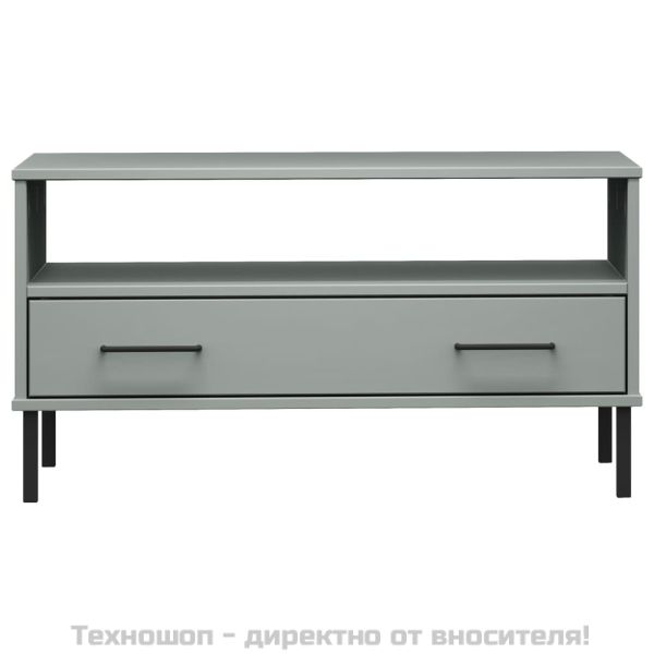 Кафе маса с метални крака сива 85x50x45 см масивно дърво OSLO