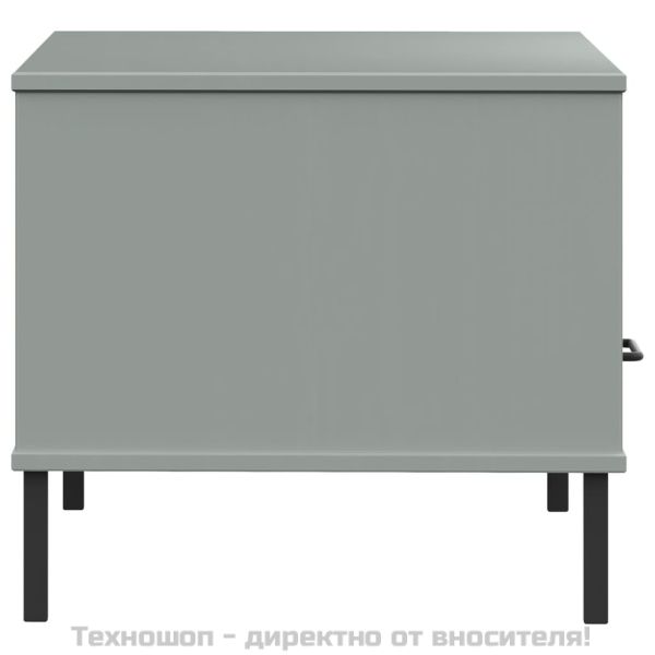 Кафе маса с метални крака сива 85x50x45 см масивно дърво OSLO