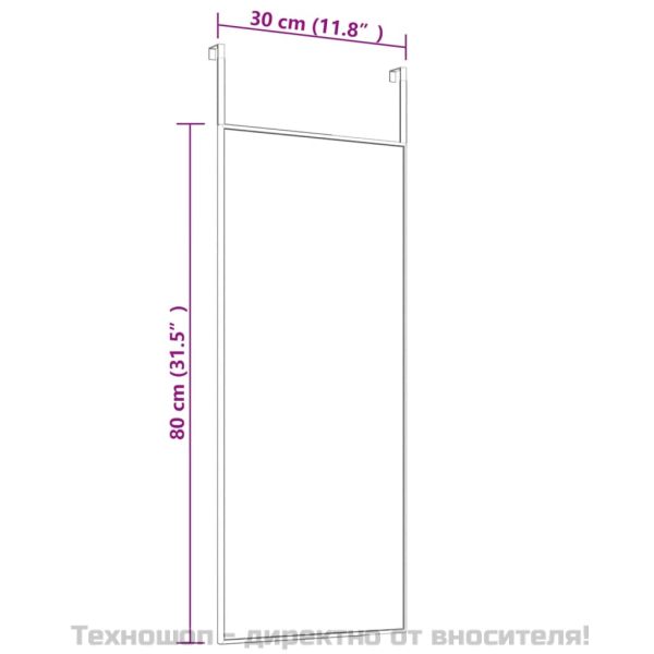 Огледало за врата, златисто, 30x80 см, стъкло и алуминий