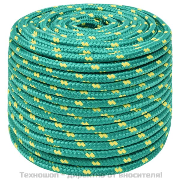 Въже за лодка зелено 14 мм 250 м полипропилен