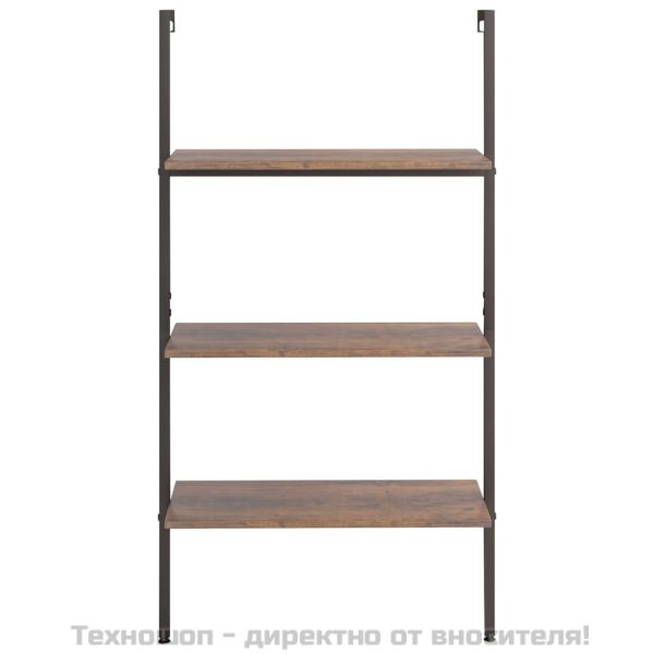 Етажерка стълба с 3 рафта тъмнокафяво и черно 64x35x120,5 см