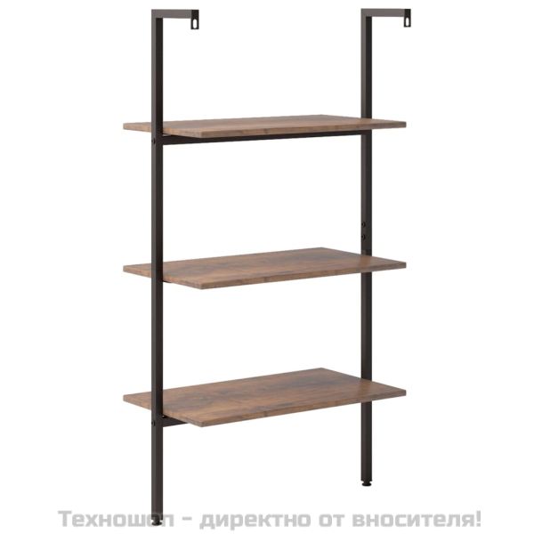 Етажерка стълба с 3 рафта тъмнокафяво и черно 64x35x120,5 см