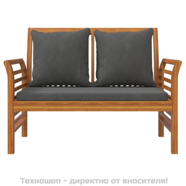 Диван пейка с тъмносиви възглавници, акациево дърво масив