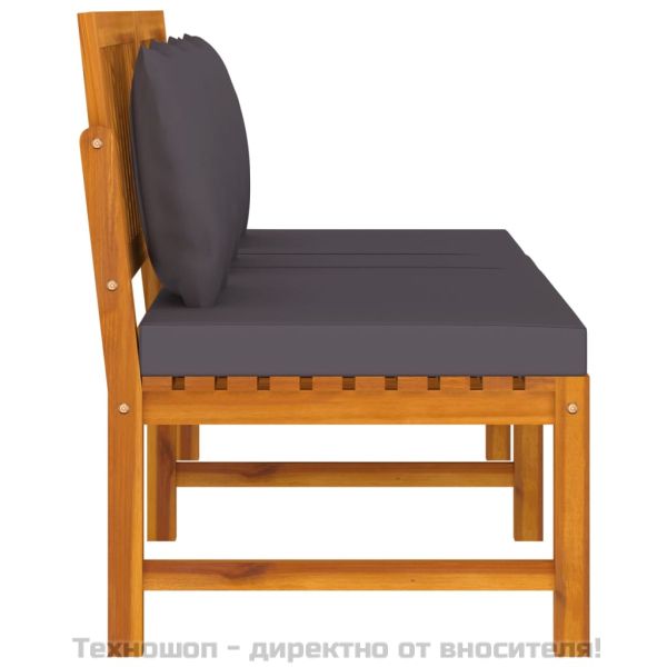 Дневно легло със сиви възглавници 200x60x75 см масивна акация